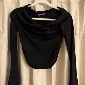 Edikted Black Off the Shoulder Flare Sleeve Blouse